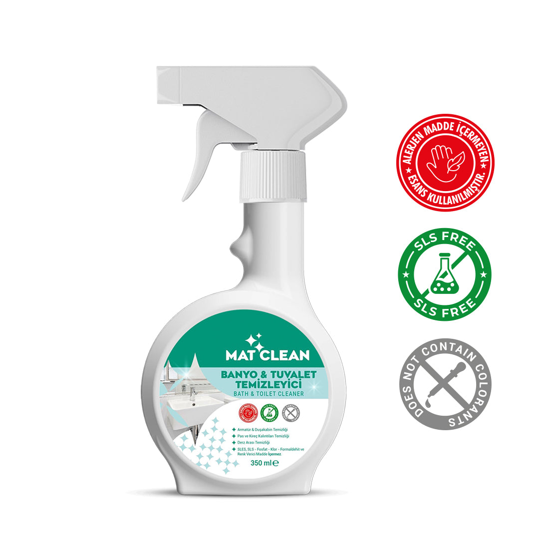 Mat Clean Banyo & Tuvalet Temizleyici Sprey 350ml Kireç ve Kir Kalıntılarına Etkili