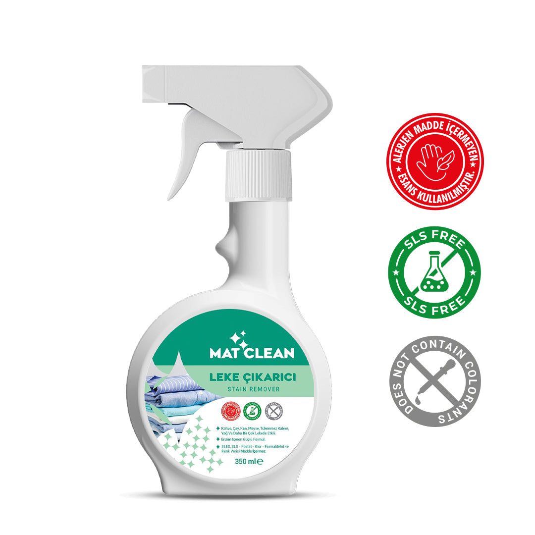 Mat Clean Leke Çıkarıcı Sprey 350ml Enzimli Güçlü Formül, Zorlu Lekelerde Etkili