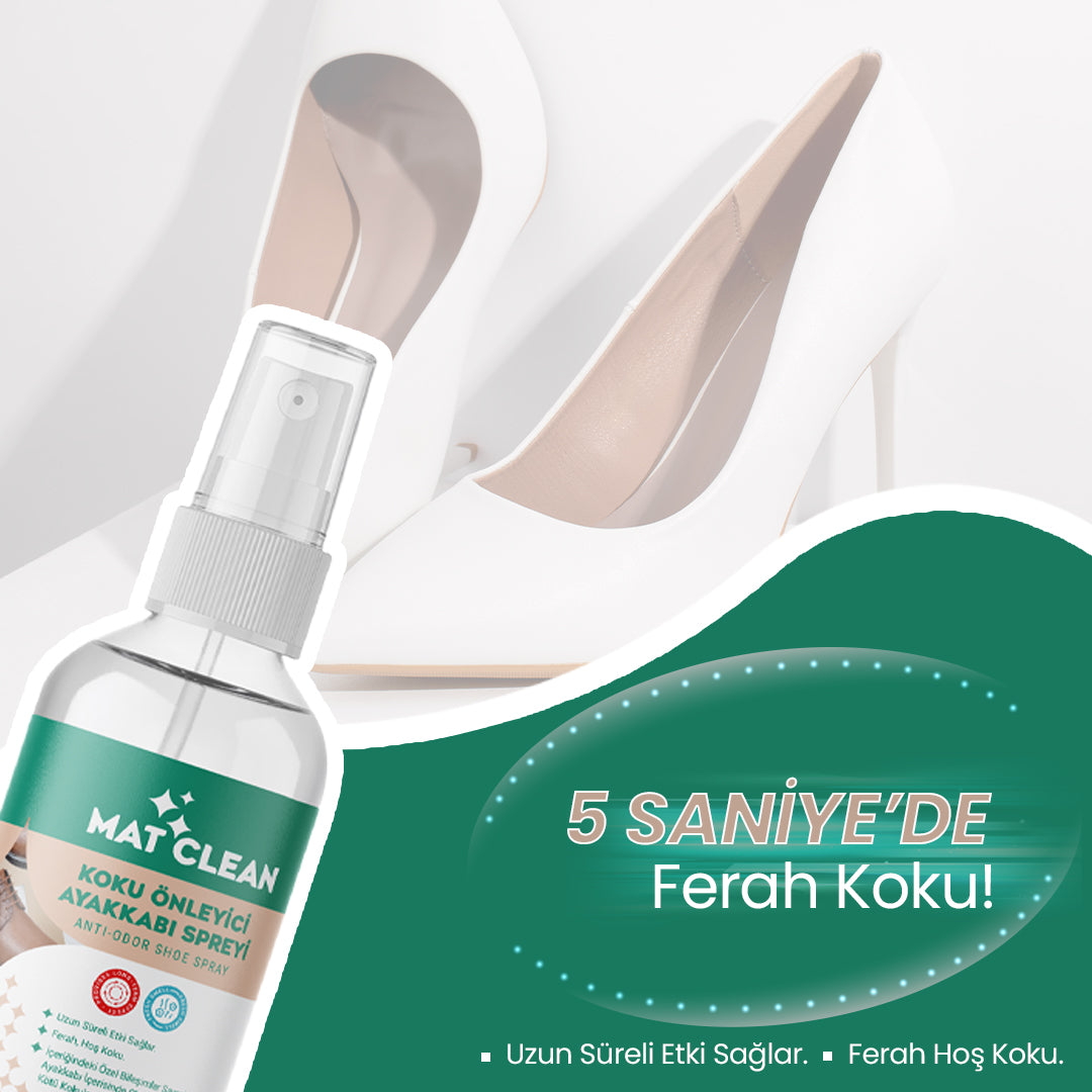 Mat Clean Koku Önleyici Ayakkabı Spreyi 100ml Uzun Süre Etkili, Ferah Koku