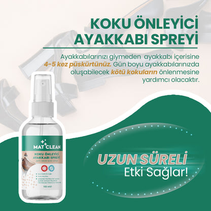Mat Clean Koku Önleyici Ayakkabı Spreyi 100ml Uzun Süre Etkili, Ferah Koku