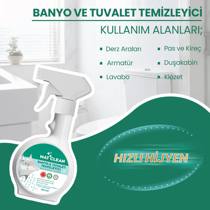 Mat Clean Banyo & Tuvalet Temizleyici Sprey 350ml Kireç ve Kir Kalıntılarına Etkili