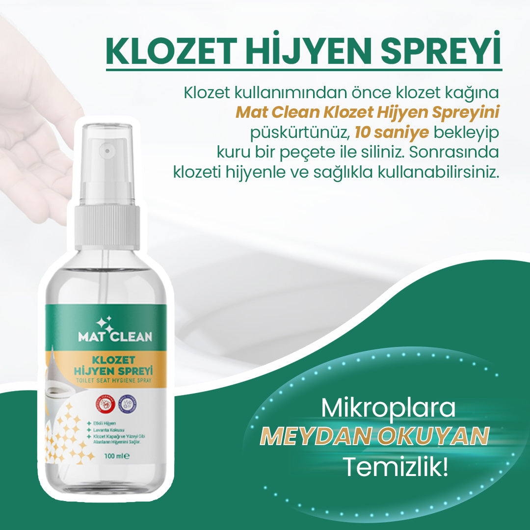 Mat Clean Klozet Hijyen Spreyi 100ml   Lavanta Kokulu, Durulama Gerektirmez