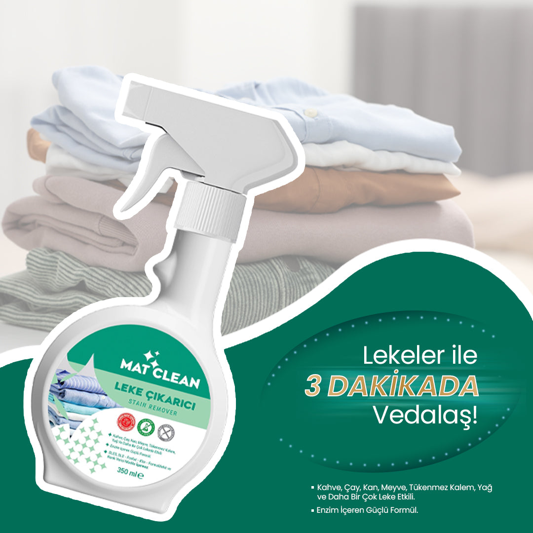Mat Clean Leke Çıkarıcı Sprey 350ml Enzimli Güçlü Formül, Zorlu Lekelerde Etkili